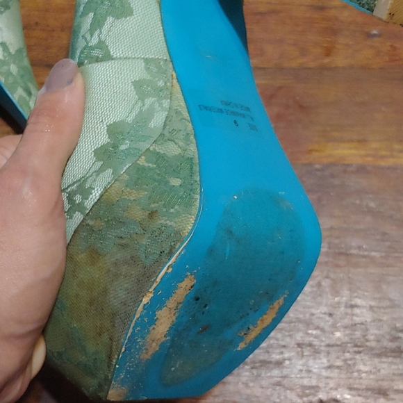 Mint green lace platform heels - Picture 4 of 5